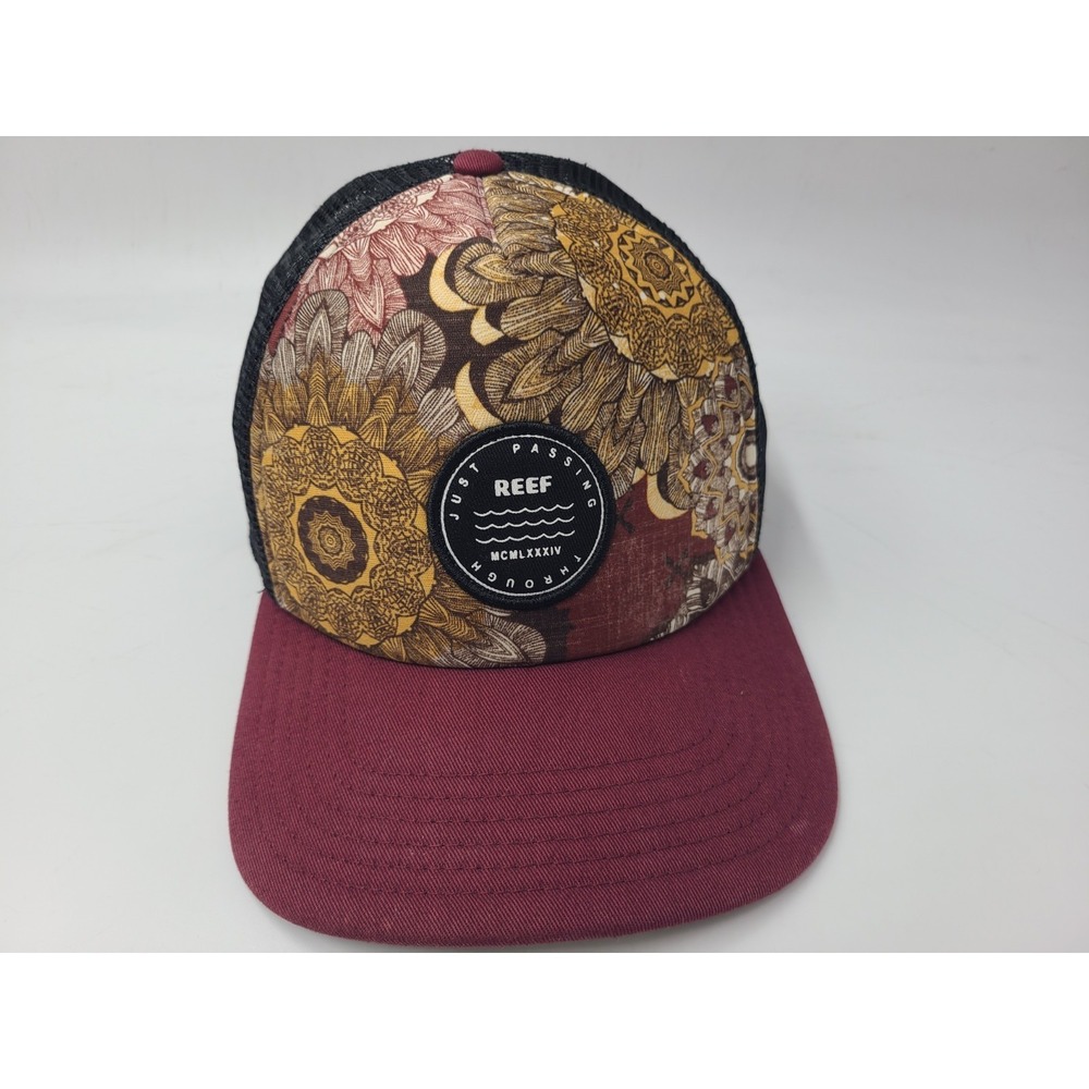 Reef Just Passing Through Mesh Trucker Snapback Hat Cap Fish Men Women Black Red